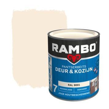 Rambo Pantserbeits Deur&Kozijn Hoogglans Dekkend RAL 9001, Doe-het-zelf en Verbouw, Verf, Beits en Lak, Beits, Wit, Nieuw, Minder dan 5 liter