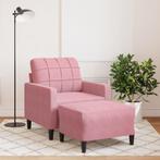 vidaXL Fauteuil met voetenbank 60 cm fluweel roze, Verzenden, Nieuw, Eenpersoons, Stof