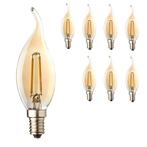 Set van 8 LED kaarslampen vlam E14 | 0.6 watt | 2500K warm w, Verzenden, Overige typen, E14 (klein), Nieuw