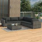 vidaXL 6-delige Loungeset met kussens poly rattan grijs, 6 zitplaatsen, Nieuw, Loungeset, Verzenden