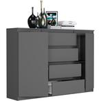 Dressoir - 138 cm 4 lades  antraciet 2D4S  - Antraciet, Verzenden, Nieuw, Overige houtsoorten, Met lade(s)