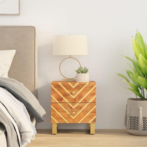 vidaXL Nachtkastje massief mangohout bruin en zwart, Huis en Inrichting, Slaapkamer | Nachtkastjes, Nieuw, Minder dan 45 cm, Hout