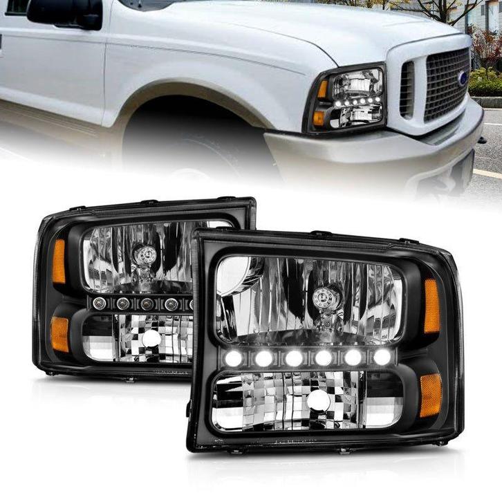 ANZO 2000-2004 Ford Excursion Crystal Headlights Black w/, Auto-onderdelen, Verlichting, Ophalen of Verzenden
