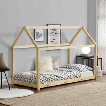 Kinderbed Netstal houten bed huisbed 80x160 cm houtkleurig beschikbaar voor biedingen