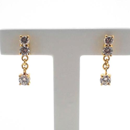 22 Krt. Gouden oorstekers met zirconia | Oosters (oorbellen), Sieraden, Tassen en Uiterlijk, Oorbellen, Overige kleuren, Gebruikt