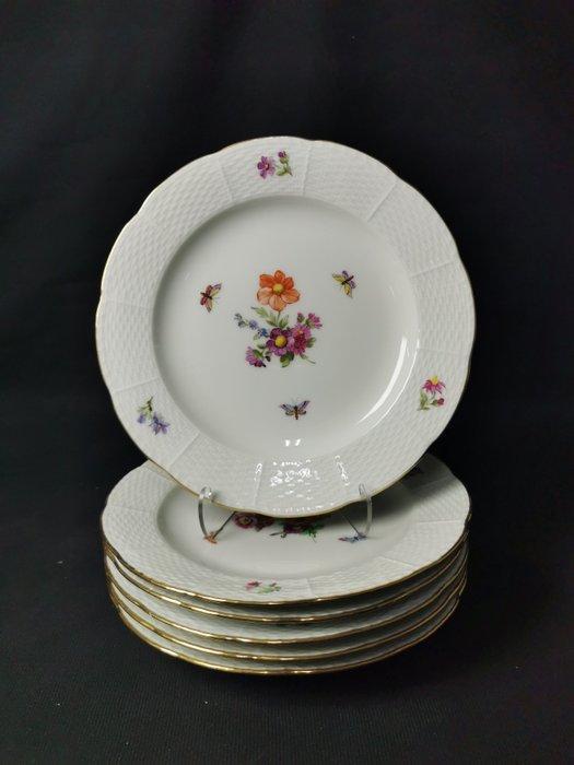KPM - Tellerform Alt-Osier, fiori e farfalla - 6 piatti da, Antiek en Kunst, Antiek | Meubels | Tafels