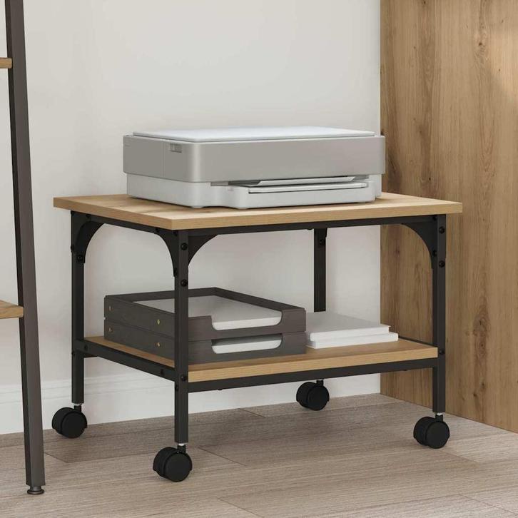 vidaXL Printerstand Artisan Eiken 50 x 40 x 38 cm Bewerkt, Computers en Software, Printers, Nieuw, Verzenden