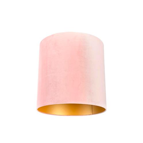 Velours lampenkap roze 40/40/40 met gouden binnenkant, Huis en Inrichting, Lampen | Lampenkappen, 25 tot 50 cm, Overige vormen