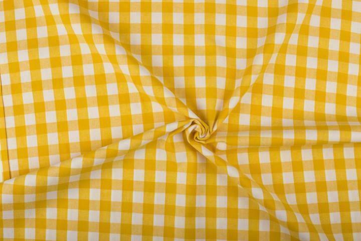 Brabants bont stof geel wit geruit - 18mm geruit, Hobby en Vrije tijd, Stoffen en Lappen, 120 cm of meer, 200 cm of meer, Geel