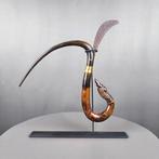 Serpe à riz - acier, laiton, corne de buffle, bois -, Antiek en Kunst, Kunst | Niet-Westerse kunst
