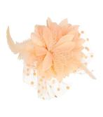 Duckklem XL Bloem 12cm Tule Kralen Veren Zalm Roze, Nieuw