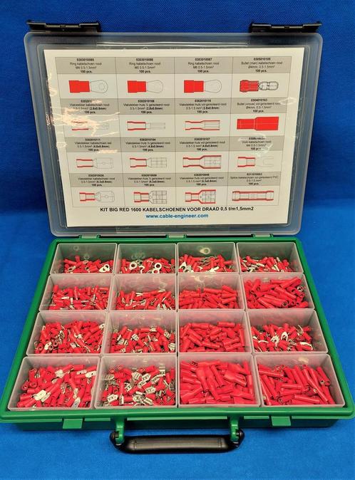 Kit BIG RED 1600 rode kabelschoenen  voor draad 0,5-1,5 mm, Doe-het-zelf en Verbouw, Elektra en Kabels, Overige typen, Nieuw, Verzenden