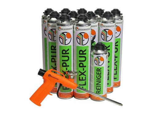 Pur-set De Isolatieshop Flex-Pur + Reiniger + Pistool, Doe-het-zelf en Verbouw, Isolatie en Afdichting, Ophalen of Verzenden