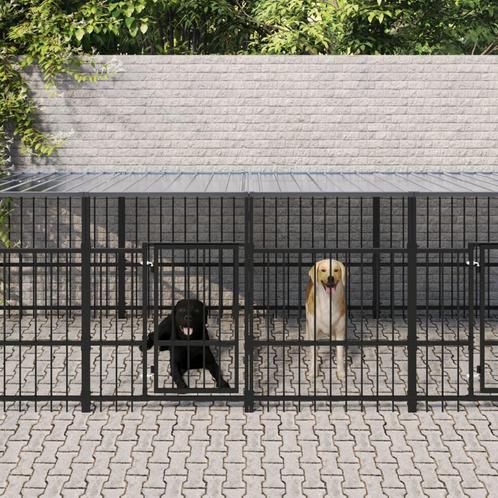 vidaXL Hondenkennel met dak 7,51 m² staal, Dieren en Toebehoren, Honden-accessoires, Nieuw, Verzenden