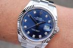 Horloge Rolex Datejust 41 Blauw diamant dail 08/2024 Nieuw, Sieraden, Tassen en Uiterlijk, Horloges | Heren, Staal, Polshorloge