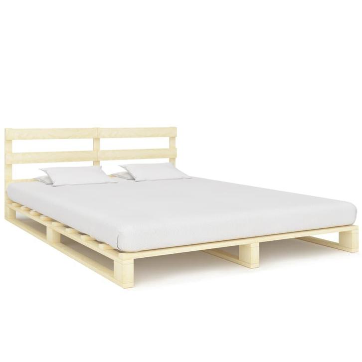 vidaXL Bedframe pallet massief grenenhout 160x200 cm, Huis en Inrichting, Slaapkamer | Bedden, 160 cm, 200 cm, Bruin, Tweepersoons