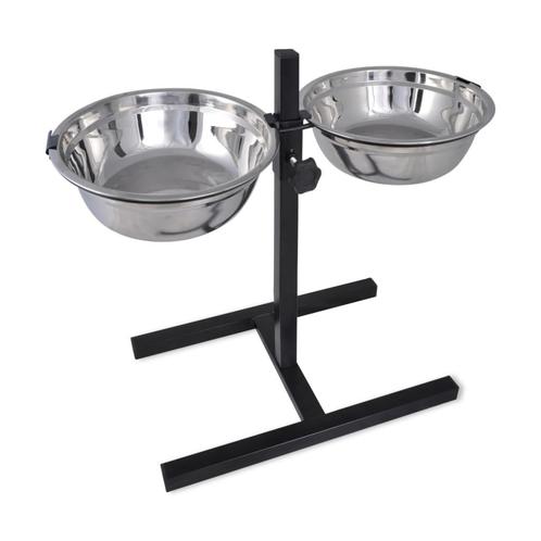 vidaXL Verstelbare dubbele honden / katten voederbak (2 x, Dieren en Toebehoren, Overige Dieren-accessoires, Nieuw, Verzenden