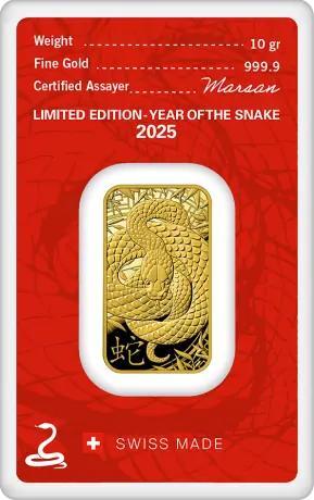 10 Gram Goudbaar - Argor-Heraeus Year of the Snake, Postzegels en Munten, Edelmetalen en Baren, Goud, Verzenden