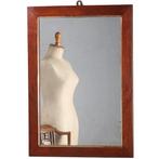 Rechthoekige Biedermeier spiegel bloemmahonie en vergulde bi, Ophalen of Verzenden