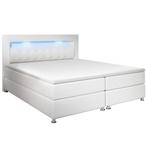 Boxspringbed Montana - 180 x 200 cm - Wit - LED Verlichting, Huis en Inrichting, Verzenden, Nieuw