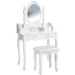 Makeup-tafel met spiegel en hocker in antieke look - wit, Huis en Inrichting, Tafels | Kaptafels, Verzenden, Nieuw