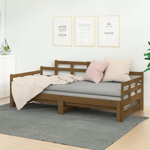 vidaXL Slaapbank uitschuifbaar grenenhout honingbruin, Huis en Inrichting, Slaapkamer | Bedden, 90 cm, 200 cm, Bruin, Eenpersoons