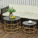 TRUUSK Bijzettafel 2-delige Set Koffietafel Handgeweven Met, Verzenden, Nieuw