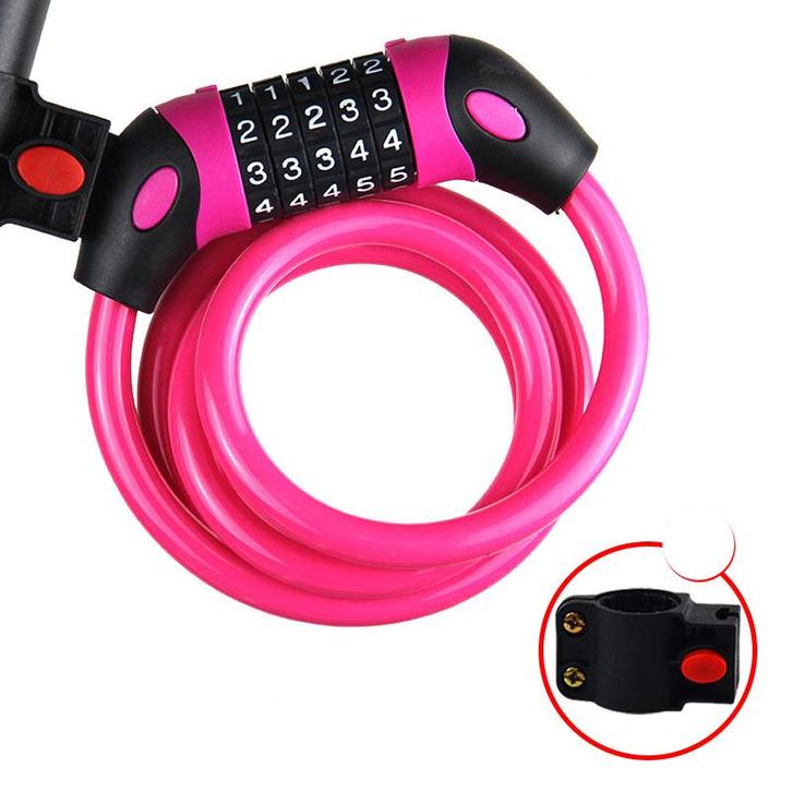 HBS SLOT-H5-037-PNK - Kettingslot met 5-cijferig Cijferslot, Fietsen en Brommers, Fietsaccessoires | Overige Fietsaccessoires