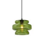 Retro hanglamp zwart met groen glas - Denise, Verzenden, Nieuw, Glas, Retro