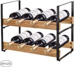 2dekans | Wijnrek Stapelbaar – Wijnfleshouder Metaal Hout –, Huis en Inrichting, Woonaccessoires | Wijnrekken, Ophalen of Verzenden