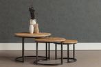 Salontafel Mangohout S Ula Set Van 3, Overige vormen, Nieuw, Industriële meubels, Overige houtsoorten