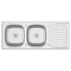 Dubbele Spoelbak RVS 120cm | Retourdeal | Ideaal voor Ver..., Doe-het-zelf en Verbouw, Sanitair, Ophalen of Verzenden, Nieuw, Rvs