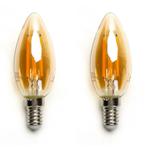 Kaarslamp E14 2 stuks | 4W=40W warmwit | 2200K - amber glas, Nieuw, Verzenden