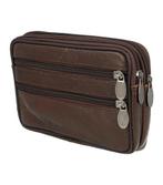 Heuptas Dubbele Rits 19cm Leder Donker Bruin, Nieuw