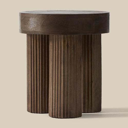 *WOONWINKEL* Ronde Bijzettafel Donkerbruin Hout, Huis en Inrichting, Tafels | Bijzettafels, Nieuw, Verzenden