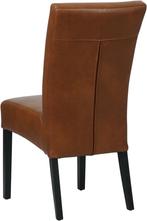 Set van 6 cognac leren eetkamerstoelen met houten poten - Gr, Huis en Inrichting, Stoelen, Overige kleuren, Nieuw, Leer, Ophalen of Verzenden