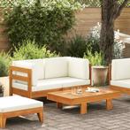vidaXL 2-delige Loungeset met crèmewitte kussens acaciahout, Verzenden, Nieuw, Hardhout, Loungeset