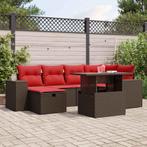 vidaXL 7-delige tuinbankset met kussens, bruin polyrotan, Verzenden, Nieuw, Rotan