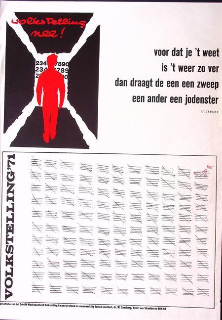 Vintage poster tegen de volkstelling in 1971 (lijst optie), Verzamelen, Posters, Nieuw, Overige onderwerpen, Met lijst, Verzenden