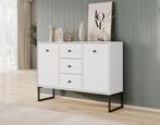 Meubella Dressoir wit 115 cm - Kast 3 lades 2 deuren, 100 tot 150 cm, Verzenden, Nieuw, Modern