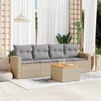 vidaXL 5-delige Loungeset met kussens poly rattan beige, Tuin en Terras, Tuinsets en Loungesets, Verzenden, Nieuw, Rotan, Loungeset