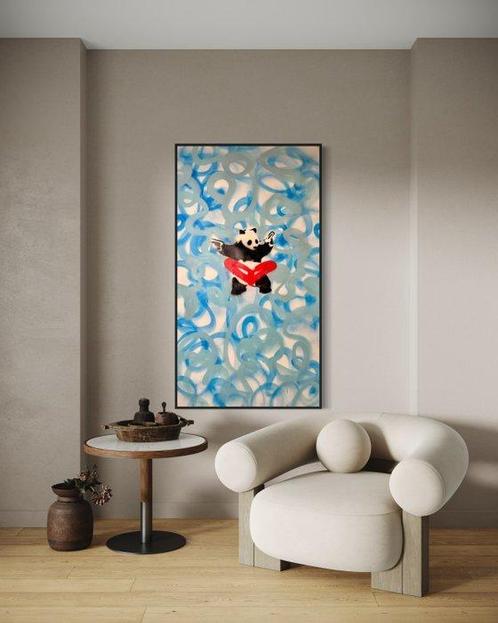 Timo Wedell (1994) - Curly Blue Panda Dream Like Banksy -, Antiek en Kunst, Kunst | Schilderijen | Modern