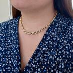 Gouden gedraaide collier | 44 cm (schakelketting, ketting), Sieraden, Tassen en Uiterlijk, Kettingen, Ophalen of Verzenden, Gebruikt