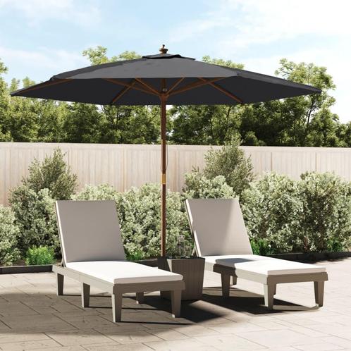 vidaXL Parasol met houten paal 299x240 cm zwart, Tuin en Terras, Parasols, Nieuw, 2 tot 3 meter, Verzenden