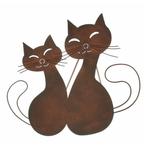 Kattenpaar van bruin metaal voor decoratie., Tuin en Terras, Tuinwanddecoratie, Nieuw, Verzenden