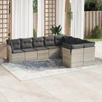 vidaXL 9-delige Loungeset met kussens poly rattan lichtgrijs, Tuin en Terras, Verzenden, Nieuw, Rotan, Loungeset