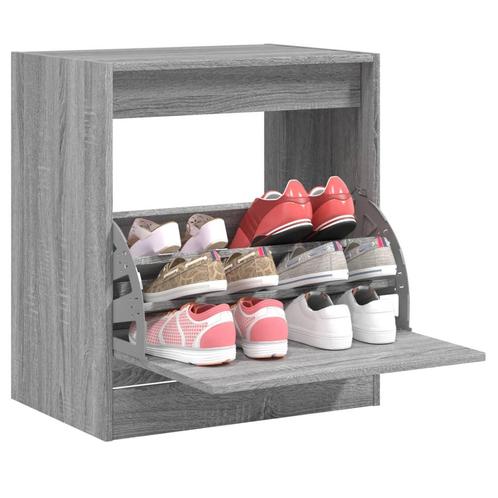 vidaXL Schoenenkast 60x42x69 cm bewerkt hout grijs sonoma, Huis en Inrichting, Kasten | Schoenenrekken, Nieuw, Verzenden