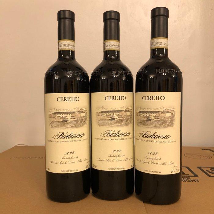 2022 Ceretto, Barbaresco - Piëmont DOCG - 3 Flessen (0.75, Verzamelen, Wijnen