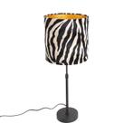 Tafellamp zwart kap zebra dessin 25 cm verstelbaar - Parte, Nieuw, Overige stijlen