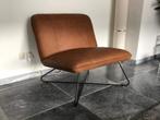 Leren fauteuil zonder armleuning met kruisframe - bruin leer, Nieuw, Ophalen of Verzenden, 75 tot 100 cm, Industrieel
